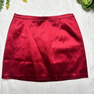Vintage 90s Caché Red Satin A-Line Mini Skirt Womens Medium